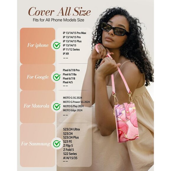 Phone Purse Crossbody Bags for Women - Leather Small Cell Phone Wallet RFID Bloc - Picture 3 of 6